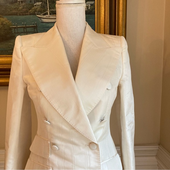 DOLCE & GABBANA Suit😍Cream Silk Stripe Pantsuit Double Breasted Blazer & Pants - Picture 4 of 16